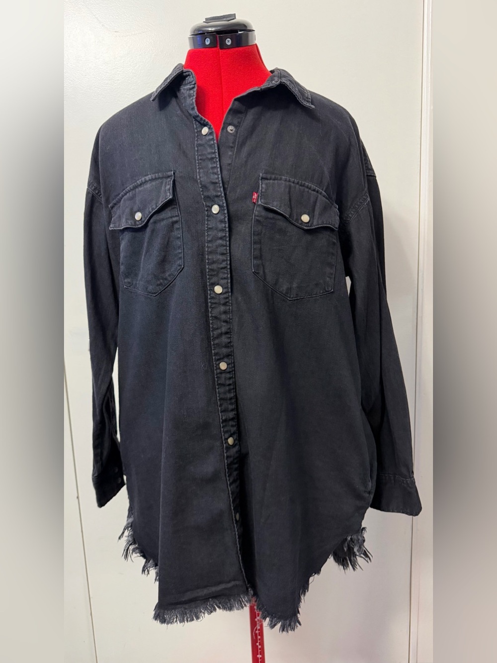 Levi's Black Oversized Snap-Front Denim Shirt Jacket